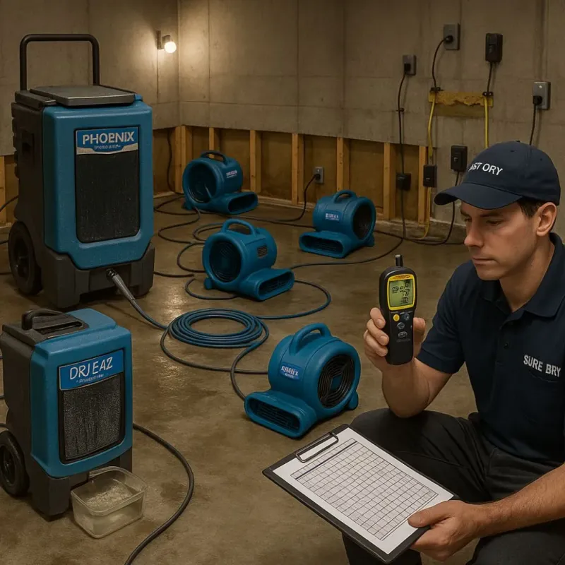 Structural Drying and Dehumidification process in Rancho Tehama Reserve, CA